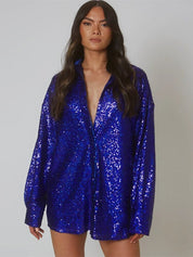 Oversized blouse dames – trendy glitter blouse met losse pasvorm | GlitteryDress