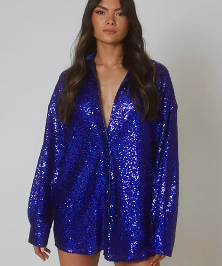 GlitteryDress oversized blouse dames – trendy glanslook & comfortabel