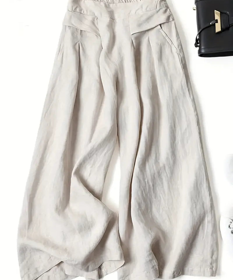 Linnen Palazzo-Broek – Hoge Taille, Wijde Pijpen en Luchtige en stijlvolle Pasvorm