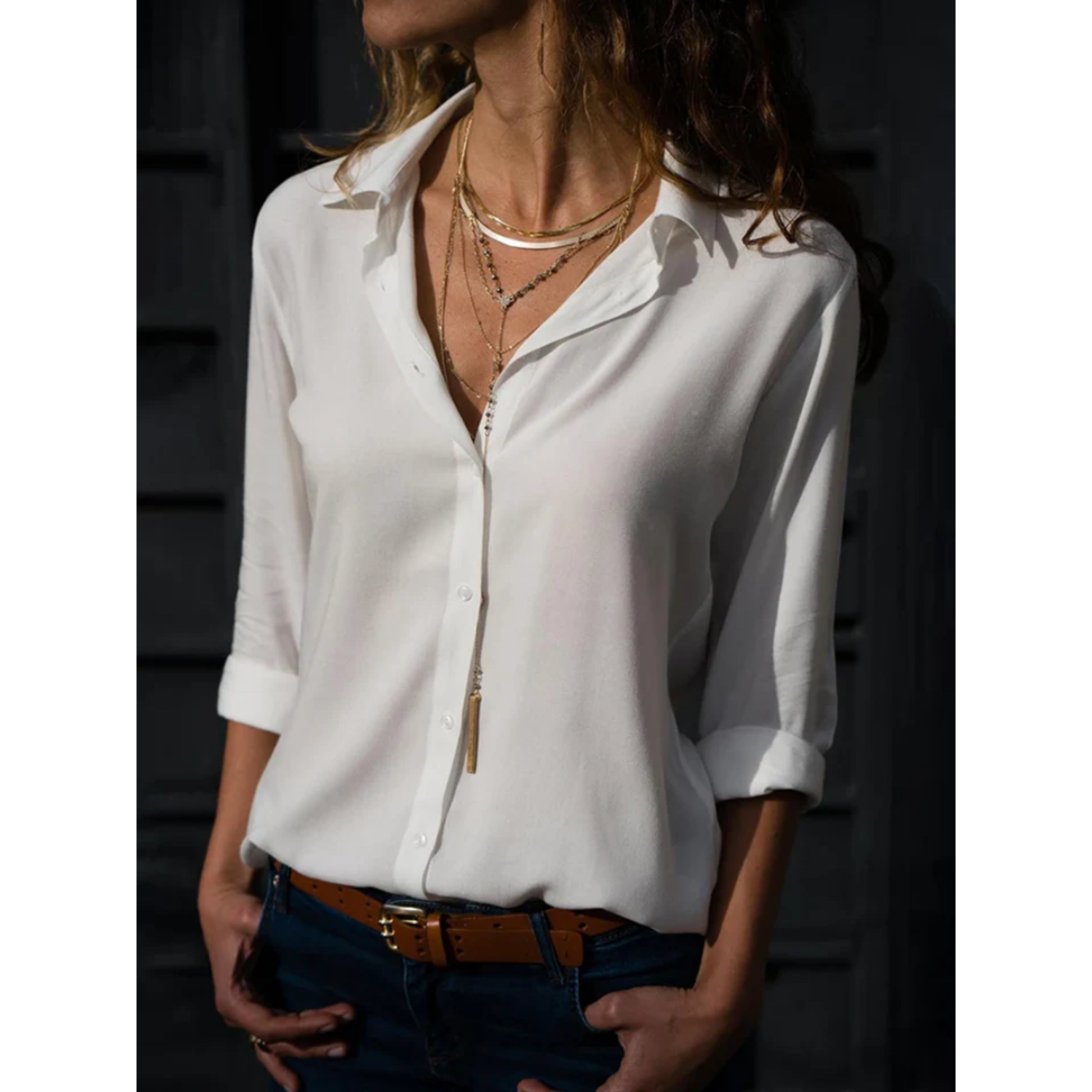 Kayleigh | Dames Lange Mouwen Blouse met Knoopsluiting | Tijdloze Elegantie