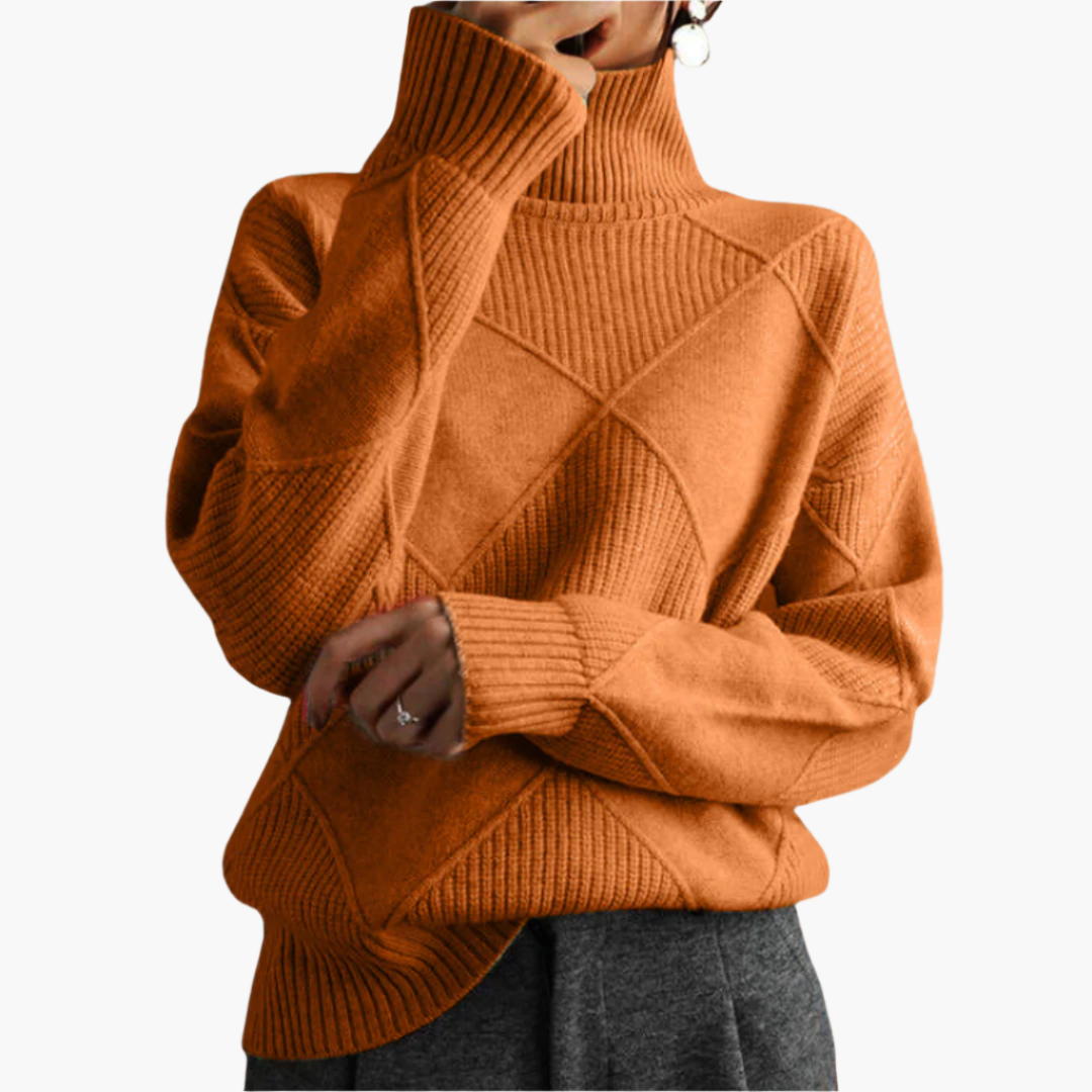 Dames Gebreide Oversized Trui – Stijlvolle en Comfortabele Sweater met Geometrisch Breipatroon