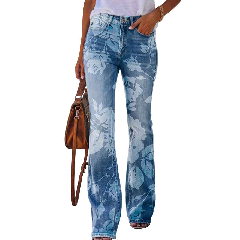 Flare jeans dames – hoge taille met 4 knopen en klassiek 5-pocket design