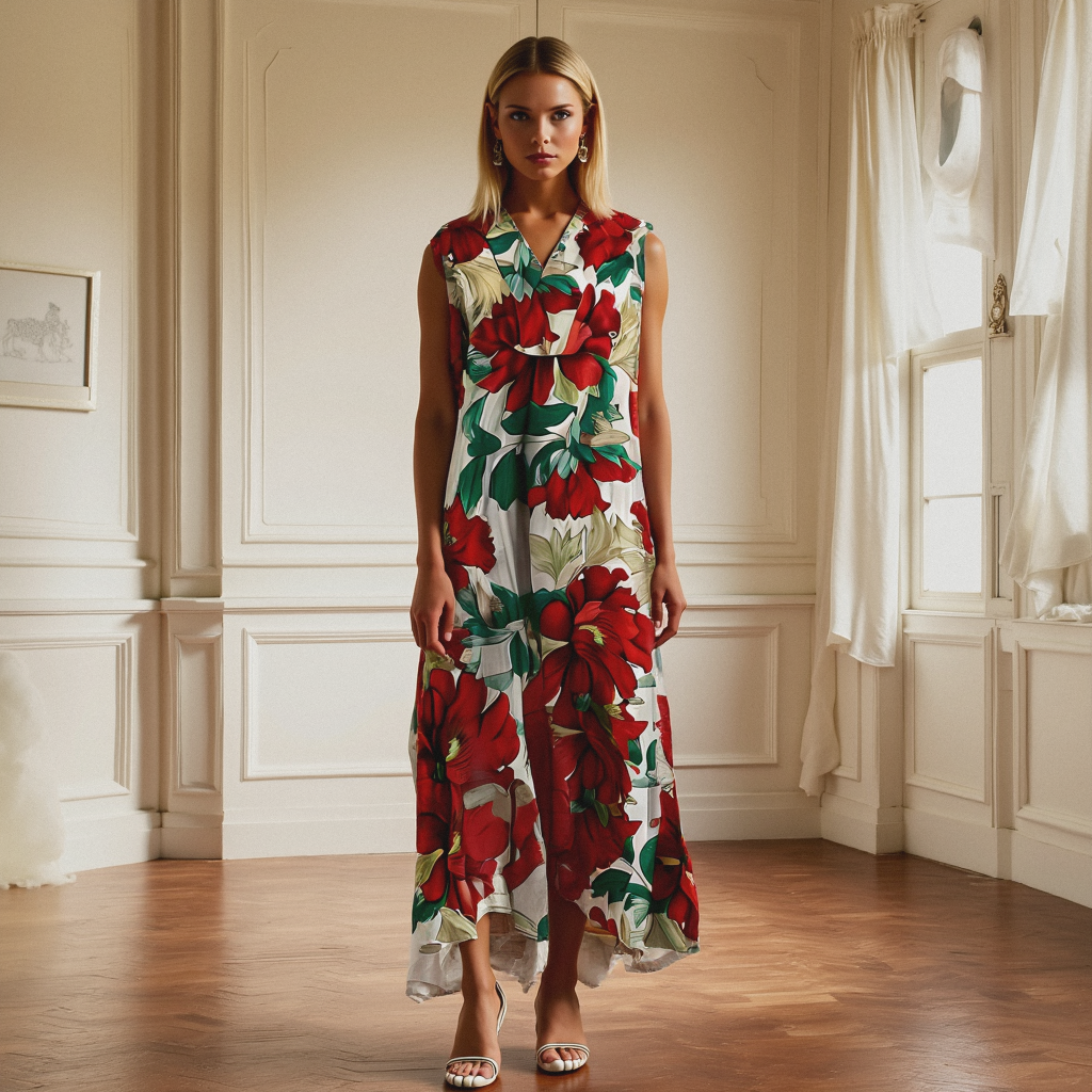 Bärbel Vintage Bloemenjurk – Romantische Zomerjurk met Retro Look