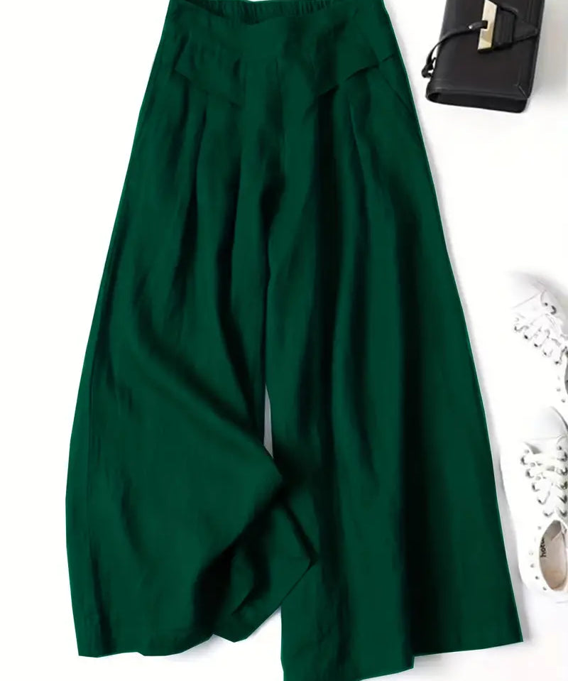 Linnen Palazzo-Broek – Hoge Taille, Wijde Pijpen en Luchtige en stijlvolle Pasvorm