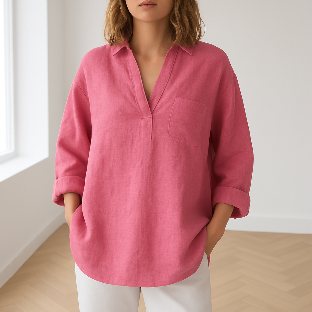 Freya dames blouse | Klassieke katoenen linnen blouse | Tijdloze zomerlook