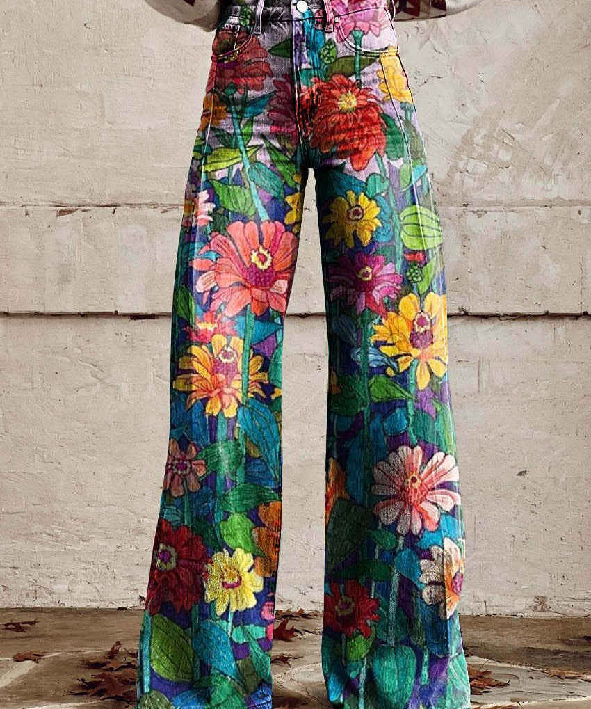 ColorVibe broek dames | Kleurrijke vintage broek | Comfortabele luchtige dames broek