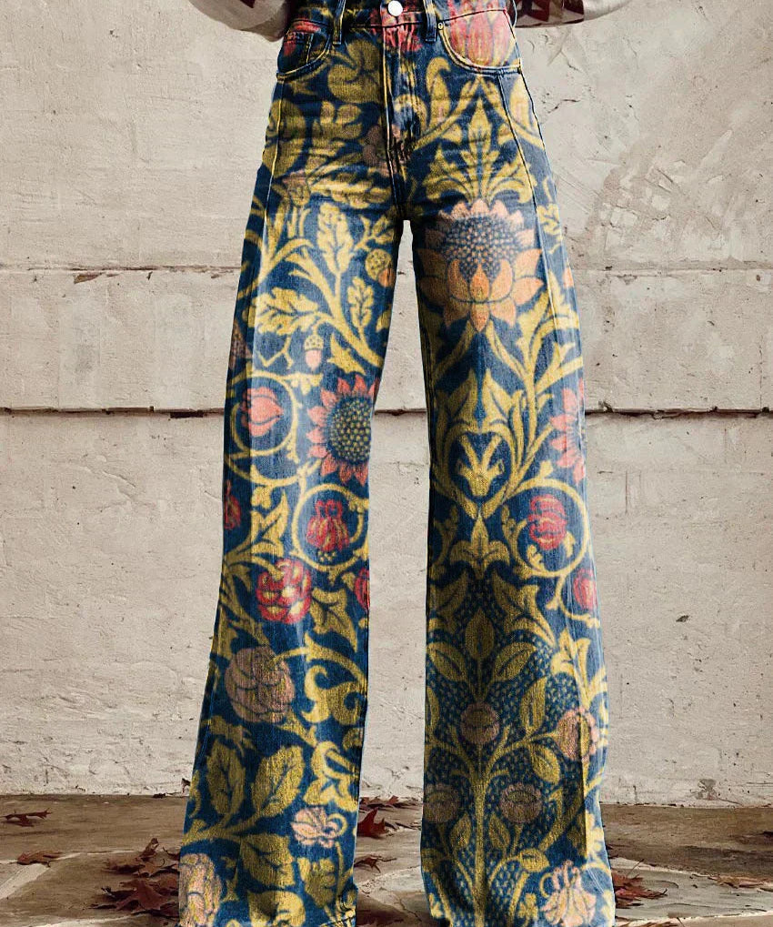 ColorVibe broek dames | Kleurrijke vintage broek | Comfortabele luchtige dames broek