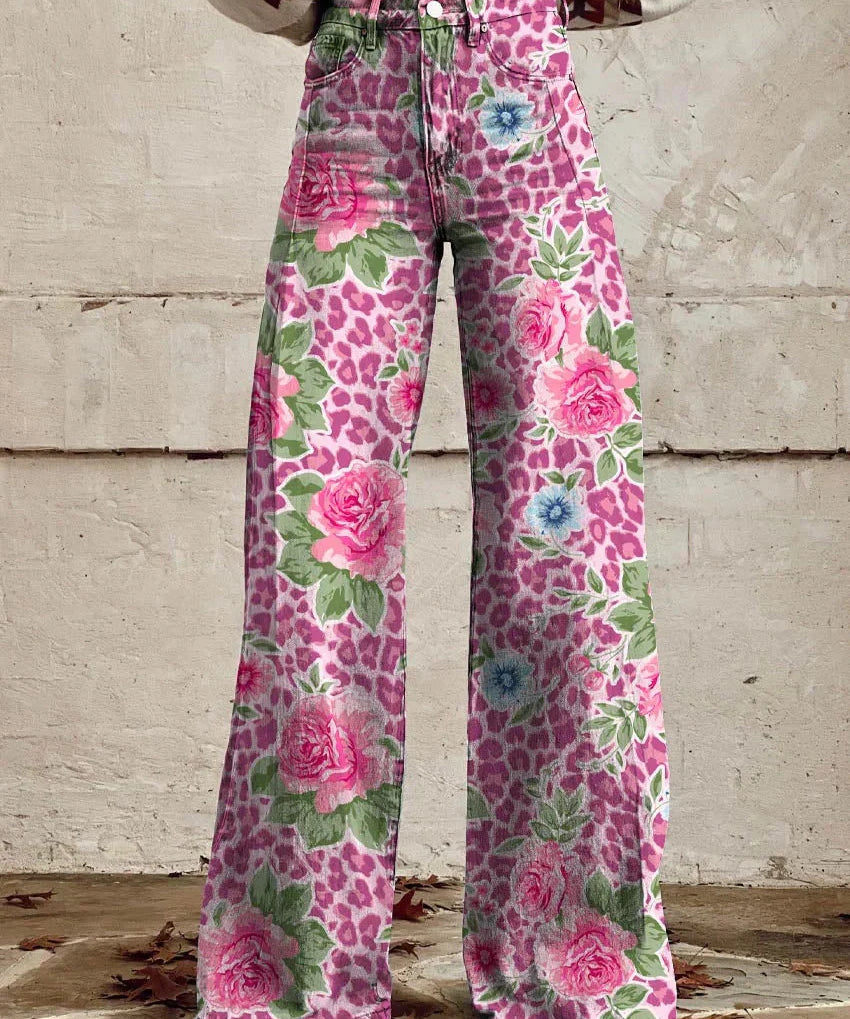 ColorVibe broek dames | Kleurrijke vintage broek | Comfortabele luchtige dames broek