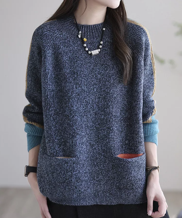 Livia trui dames | Oversized herfsttrui met zakken | Zachte warme najaarstrui