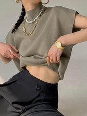 Mouwloze Dames Top met Hoge Kraag | Minimalistische All-Season Top