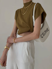 Mouwloze Dames Top met Hoge Kraag | Minimalistische All-Season Top