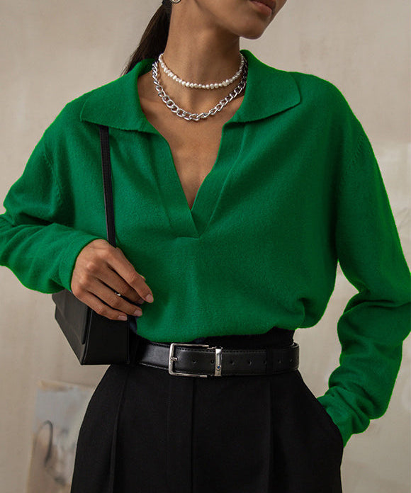 Oversized Herfstrui Dames – Warme Kabel-knit Sweater met Kraag