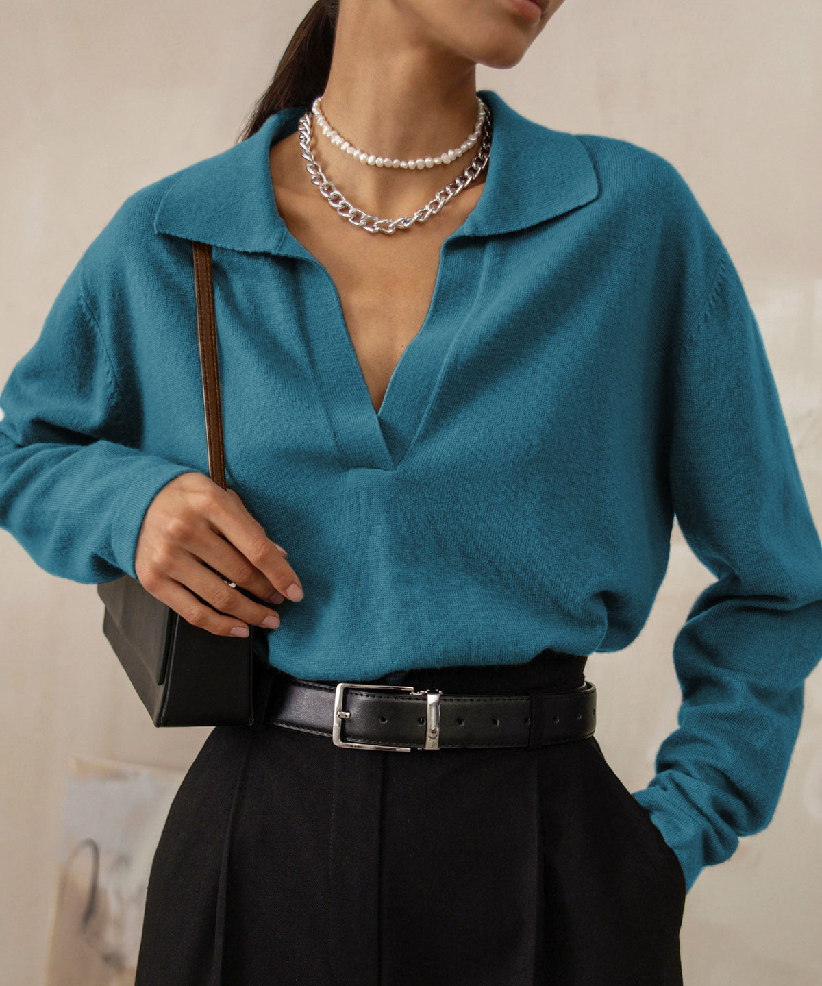 Oversized Herfstrui Dames – Warme Kabel-knit Sweater met Kraag