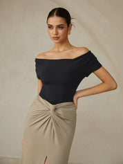 Afgesneden off-shoulder top dames – elegante aangesloten crop top