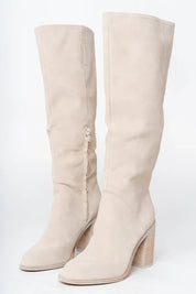 Beige dames hoge laarzen – elegante lange boots met tijdloos design