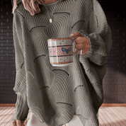 Casual-Chique Damestrui – Zachte Ribbelstof met Asymmetrische Zoom en Lange Mouwen