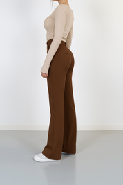 Beau dames pantalon – high-waist broek met rechte pijpen en elegante pasvorm