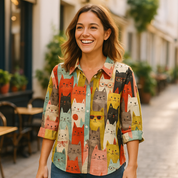 Dames blouse met grafisch print – lichte stijlvolle blouse voor herfst winter