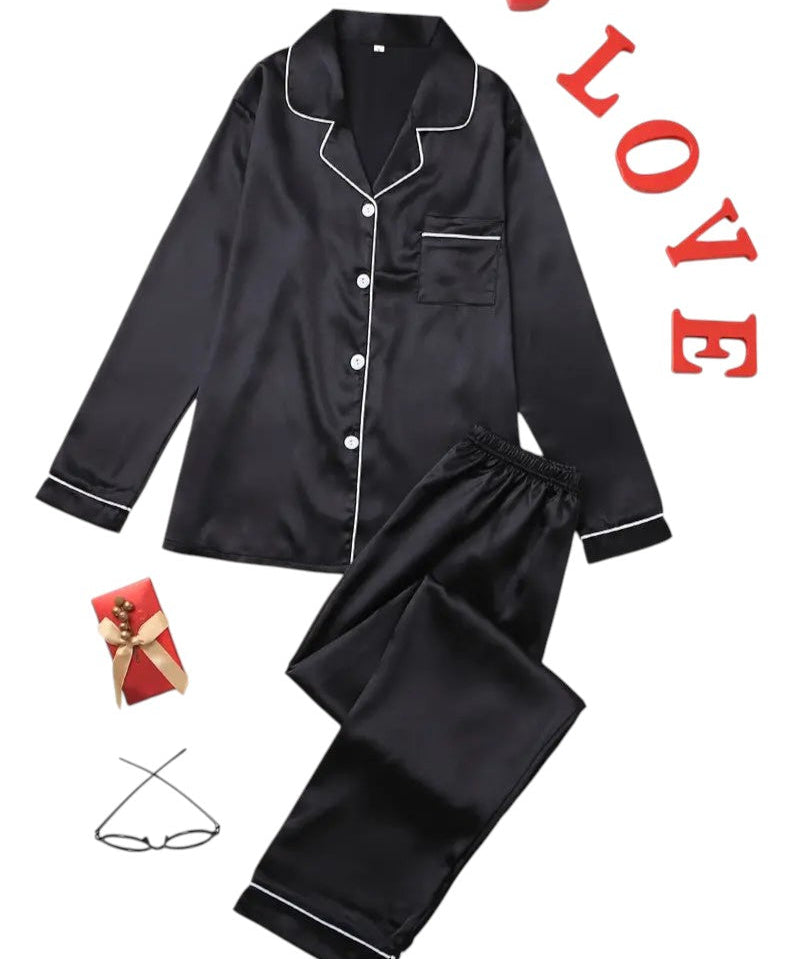 Dames pyjamaset satijn | Luxe satijnen pyjama met glans | Comfortabele slaapset