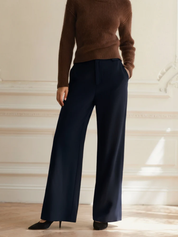 Elegante dames pantalon met hoge taille – wijde stofbroek met stijlvolle pasvorm
