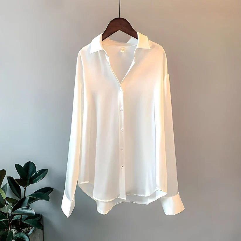 Zijden blouse dames – elegante lange mouwen blouse van zachte zijde