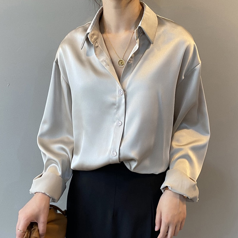 Luxe zijden blouse dames – vintage geïnspireerde elegante zijde top