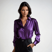 Gleame satijnen dames blouse – elegante lange mouwen in luxe stof