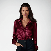 Gleame satijnen dames blouse – elegante lange mouwen in luxe stof
