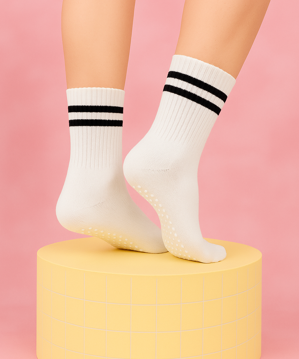 Antislip pilates sokken dames – zachte grip sokken voor yoga & wintertraining