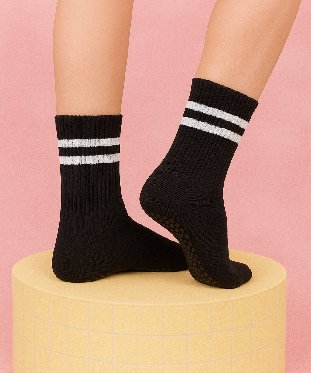 Antislip pilates sokken dames – zachte grip sokken voor yoga & wintertraining