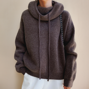 Oversized hoodie dames – comfortabele trui met funnel neck en trekkoord