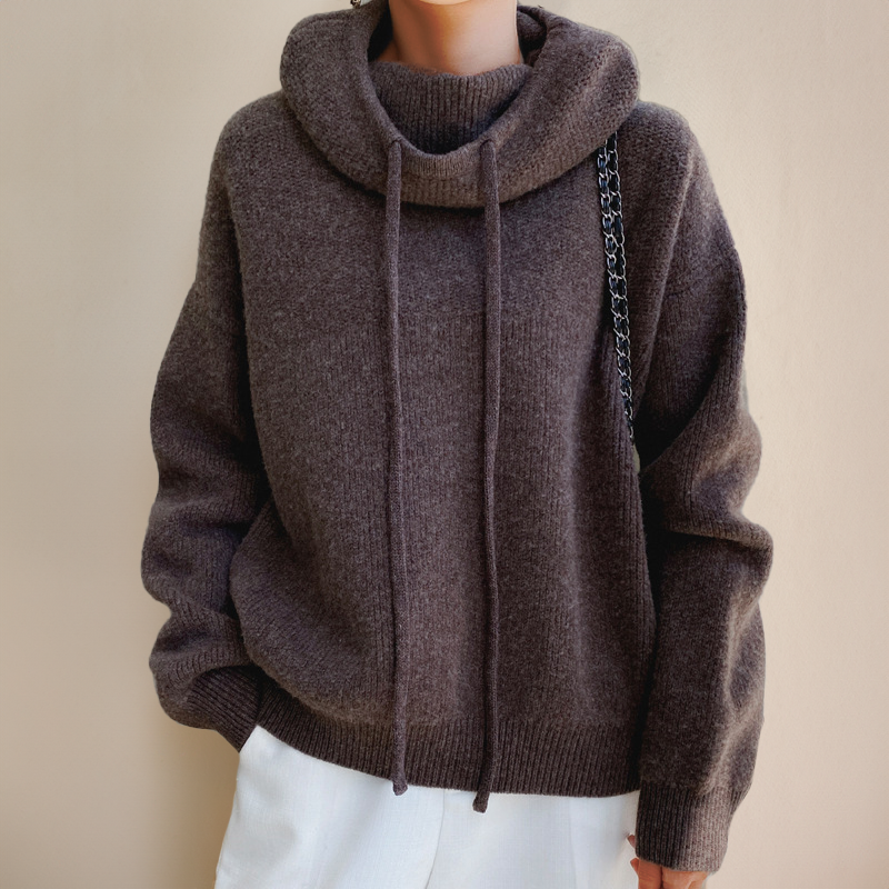 Oversized hoodie dames – comfortabele trui met funnel neck en trekkoord