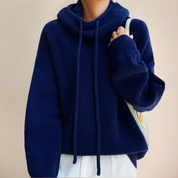 Oversized hoodie dames – comfortabele trui met funnel neck en trekkoord