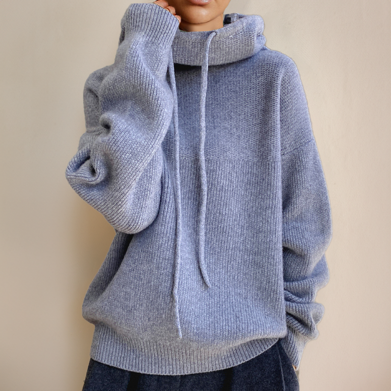 Oversized hoodie dames – comfortabele trui met funnel neck en trekkoord