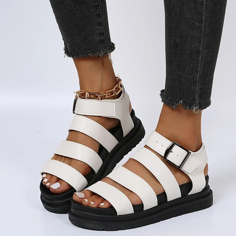 Sandalen dames | Trendy verstelbare gesp | Comfortabele zomersandalen met brede bandjes