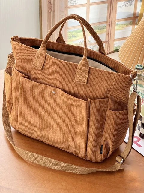 Belén corduroy schoudertas dames | Trendy ribstof tas | Ruime en praktische indeling