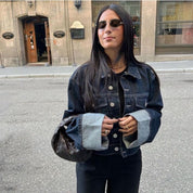 Denim Twee-Delen Ensemble met Lange Mouwen en Kraag – Stijlvol & Tijdloos