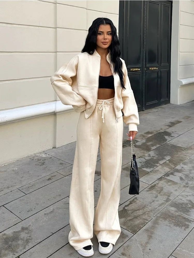 Comfortabele dames tracksuit – zachte loungewear set met flatterende pasvorm