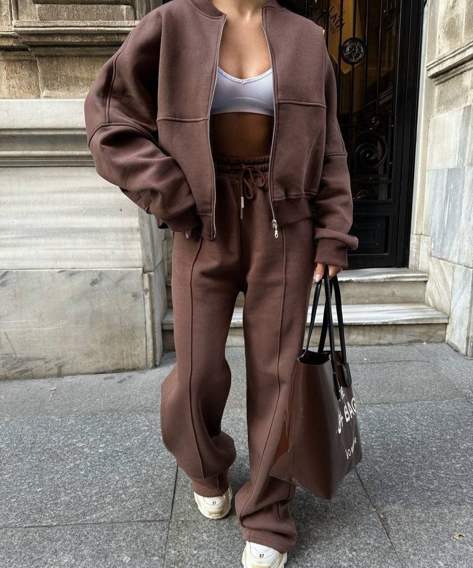 Comfortabele dames tracksuit – zachte loungewear set met flatterende pasvorm