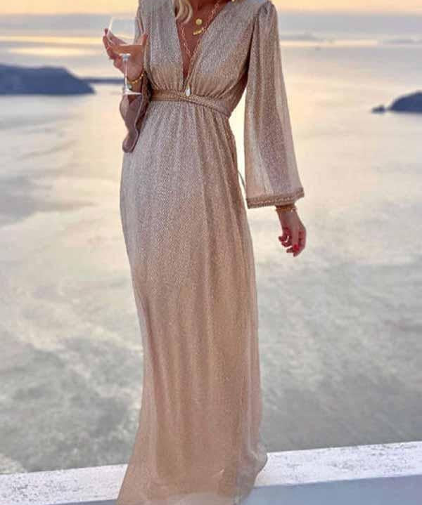 Satijnen Avondjurk Dames – Lange Galajurk met Sprankelende Details