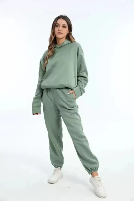 Dames hoodie en joggingbroek set – warm & stijlvol loungewear