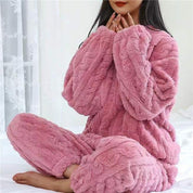 Dames fleece pyjama set – warm en zacht huispak voor knusse winteravonden