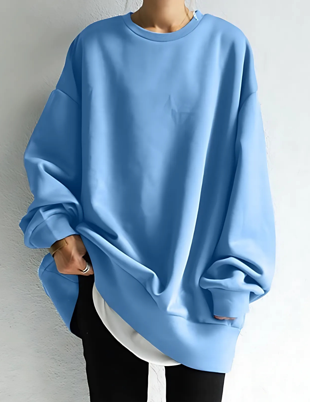 Dames sweatshirt oversized – zachte stof, lange mouw & tunieklengte