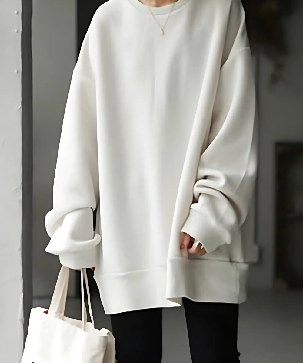 Dames sweatshirt oversized – zachte stof, lange mouw & tunieklengte