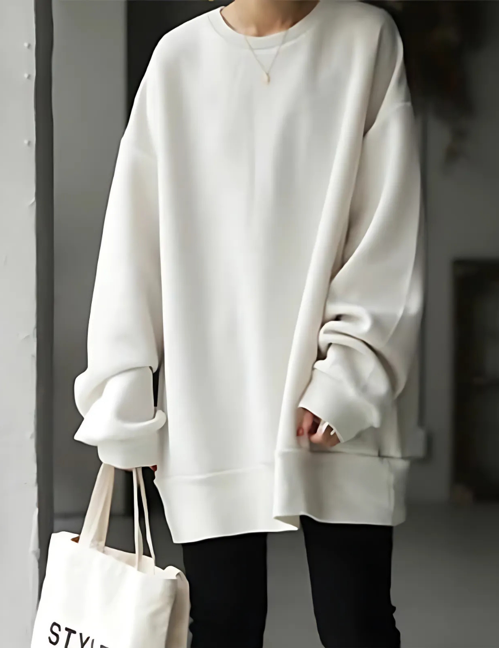 Dames sweatshirt oversized – zachte stof, lange mouw & tunieklengte