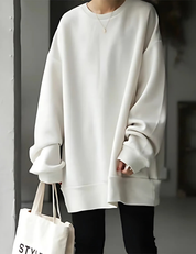 Dames sweatshirt oversized – zachte stof, lange mouw & tunieklengte