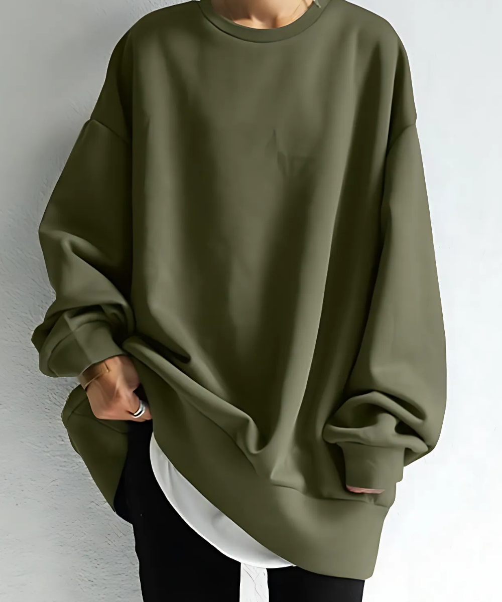 Dames sweatshirt oversized – zachte stof, lange mouw & tunieklengte