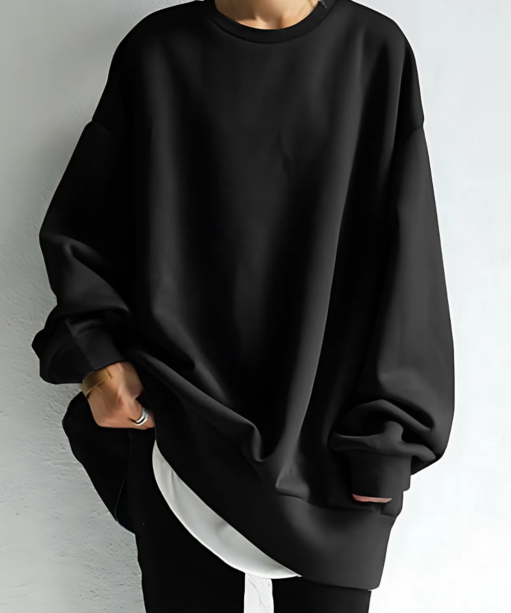 Dames sweatshirt oversized – zachte stof, lange mouw & tunieklengte