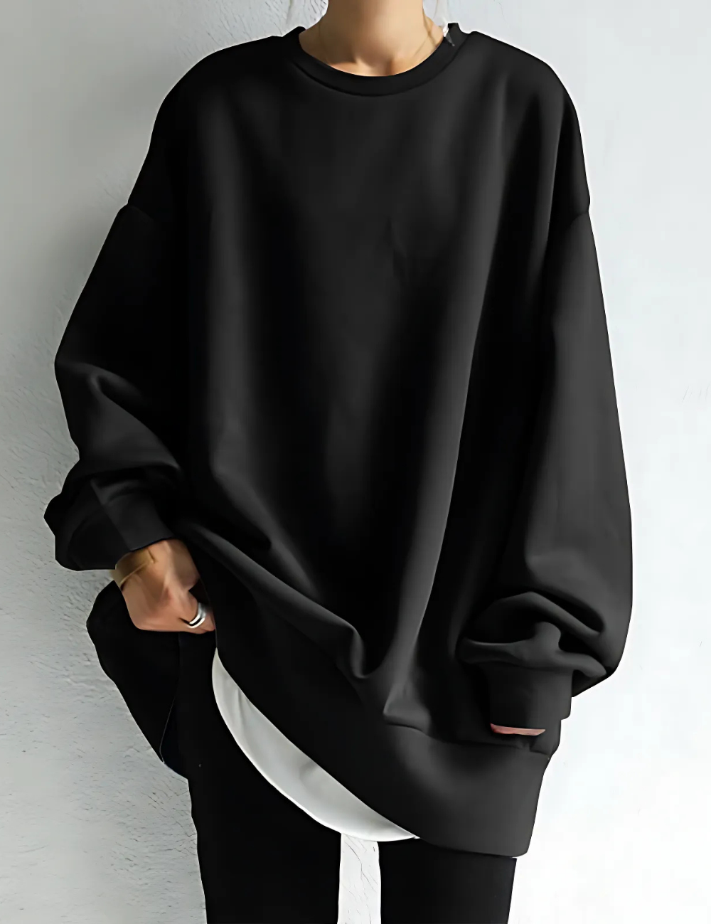 Dames sweatshirt oversized – zachte stof, lange mouw & tunieklengte