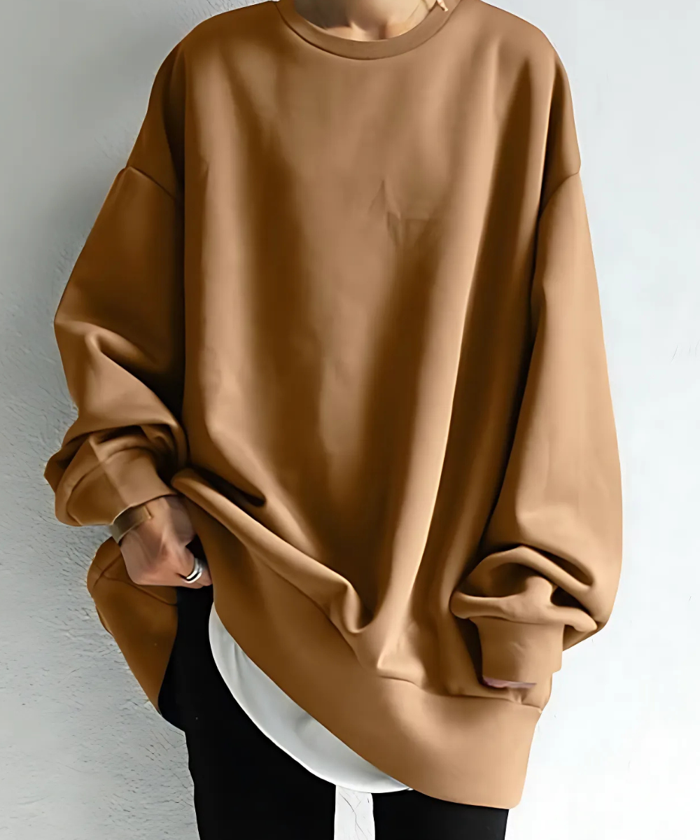 Dames sweatshirt oversized – zachte stof, lange mouw & tunieklengte